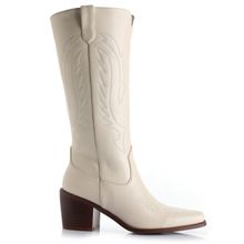 Bota Mujer Antique Blanco Taco Mediano Via Uno