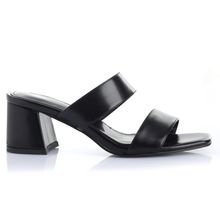 Sandalia Mujer Cian Negro Taco Bajo Via Uno