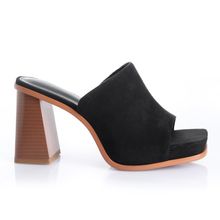 Sandalia Mujer Azalea Negro Taco Alto Via Uno