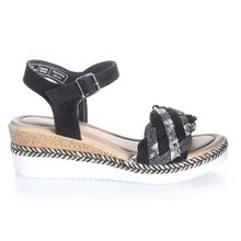 Sandalia Mujer Lily Negro Taco Mediano Via Uno