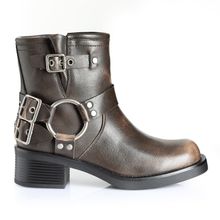Botin Mujer Orange Marron Taco Bajo Via Uno