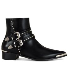 Botin Mujer Irvine Negro Taco Bajo Via Uno