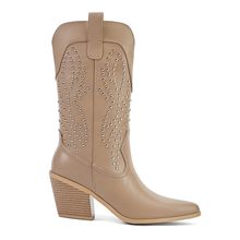 Bota Mujer San Diego Beige Taco Mediano Via Uno