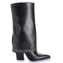 Bota Mujer Santa Mónica Negro Taco Alto Via Uno