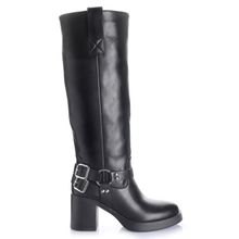 Bota Mujer Vista Negro Taco Alto Via Uno