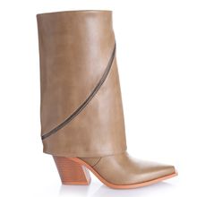 Bota Mujer Oakland Beige Taco Mediano Via Uno