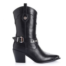 Botin Mujer Palmdale Negro Taco Mediano Via Uno