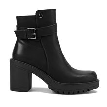 Botin Mujer Whittier Negro Taco Alto Via Uno