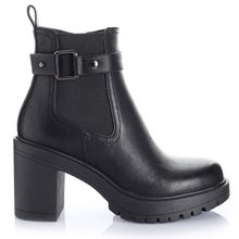 Botin Mujer Santa María Negro Taco Alto Via Uno