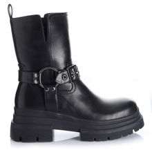 Botin Mujer Fresno Negro Taco Bajo Via Uno