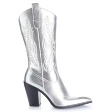 Bota Mujer Redding Plata Taco Alto Via Uno