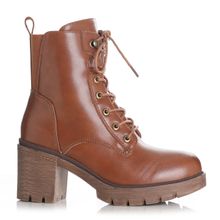 Botin Mujer Compton Camel Taco Mediano Via Uno