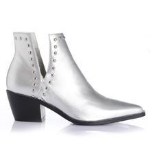 Botin Mujer Ontario Plata Taco Mediano Via Uno