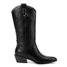Bota Mujer Los Angeles Negro Taco Bajo Via Uno